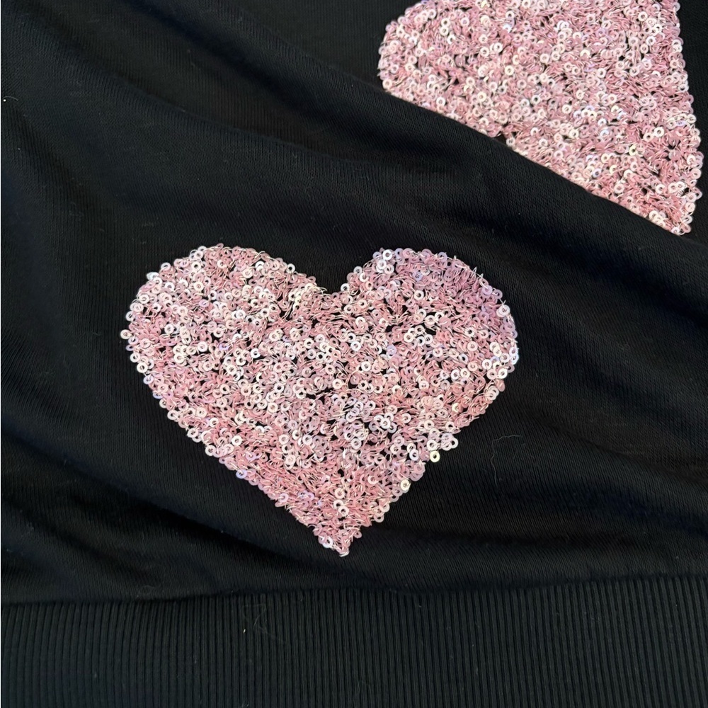 NEW INC Plus Size Sequin-Heart Black Sweatshirt 0X - Picture 8 of 12